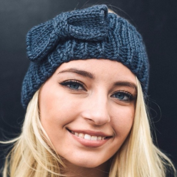 Accessories - dark navy Blue  Knit Bow Headband